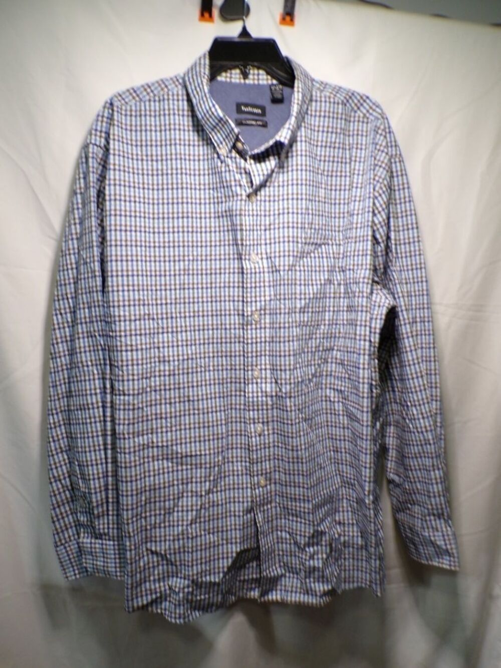 Nautica Men's M Long Sleeve Plaid T Shirt Cotton Blend Blue Multicolor